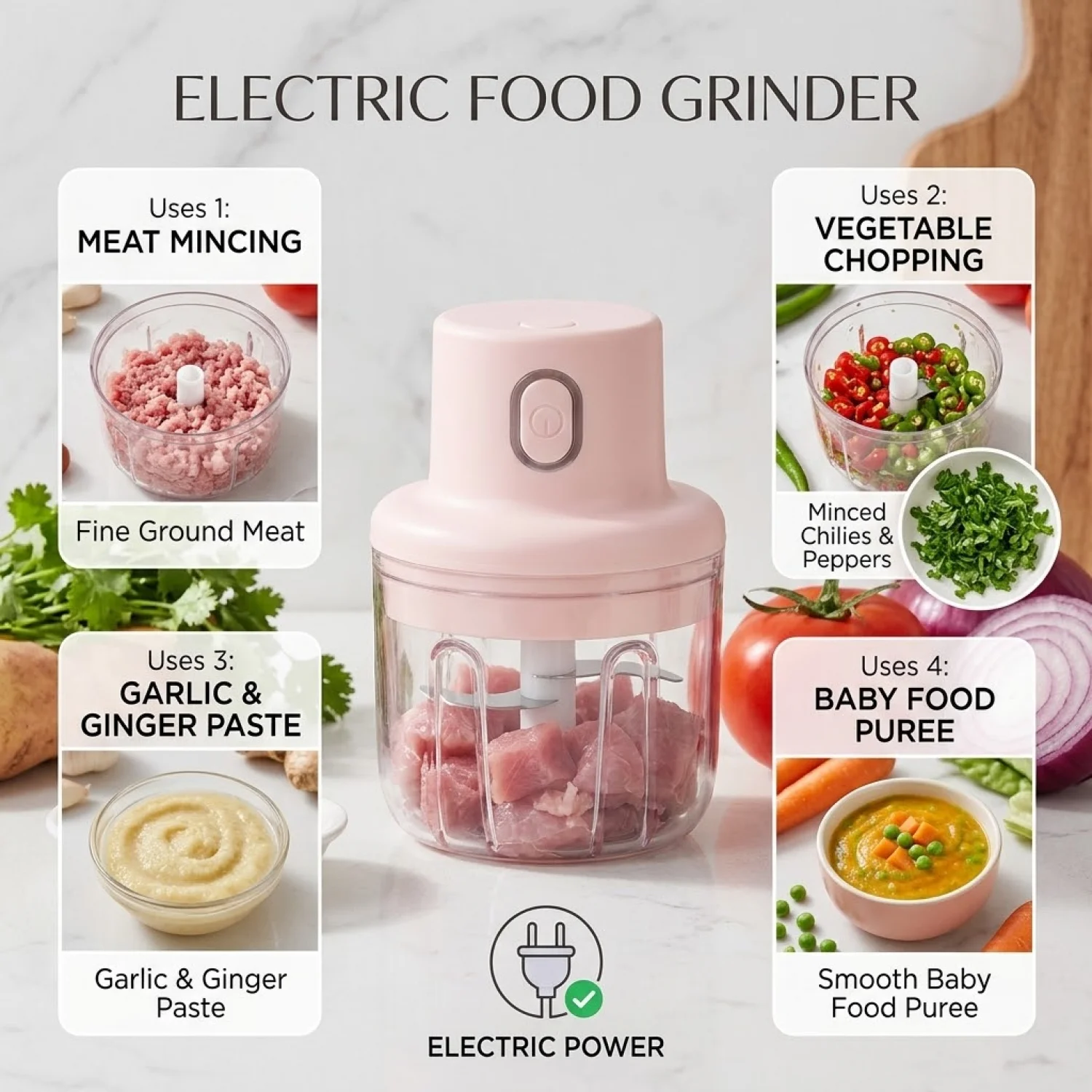 Portable Electric Garlic and Ginger Chopper